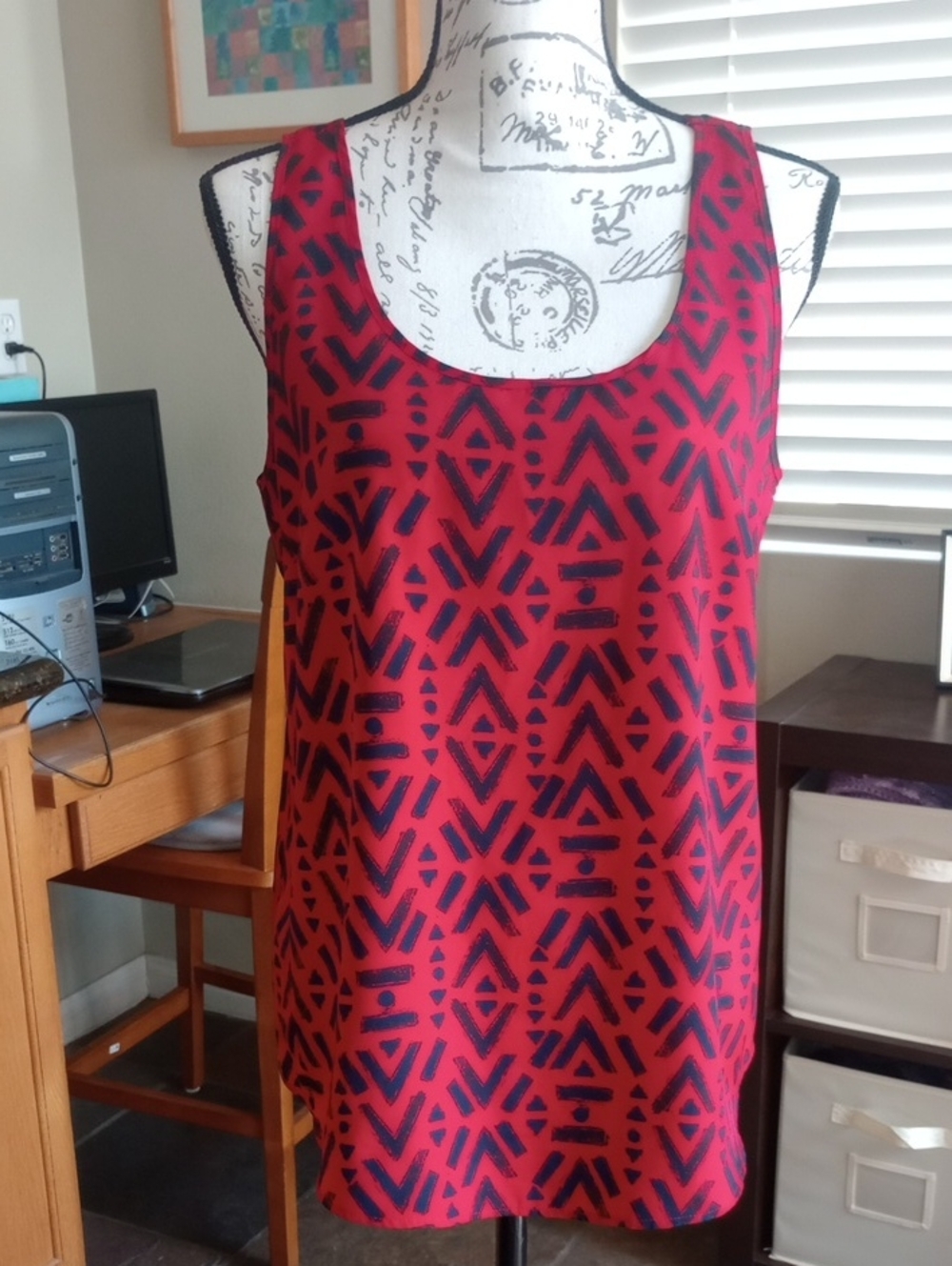 Faded Glory Red And Blue Top